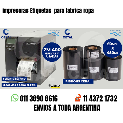 impresoras Etiquetas  para fabrica ropa