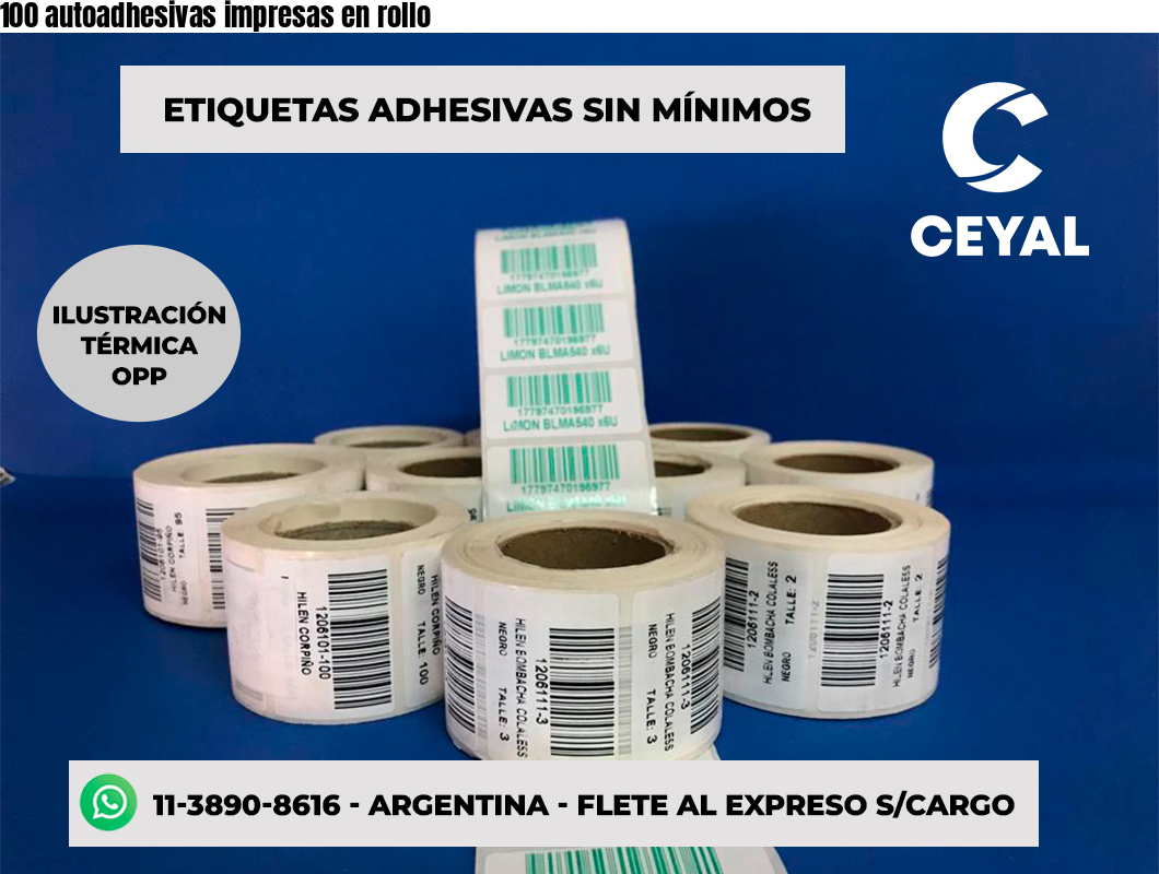 100 autoadhesivas impresas en rollo