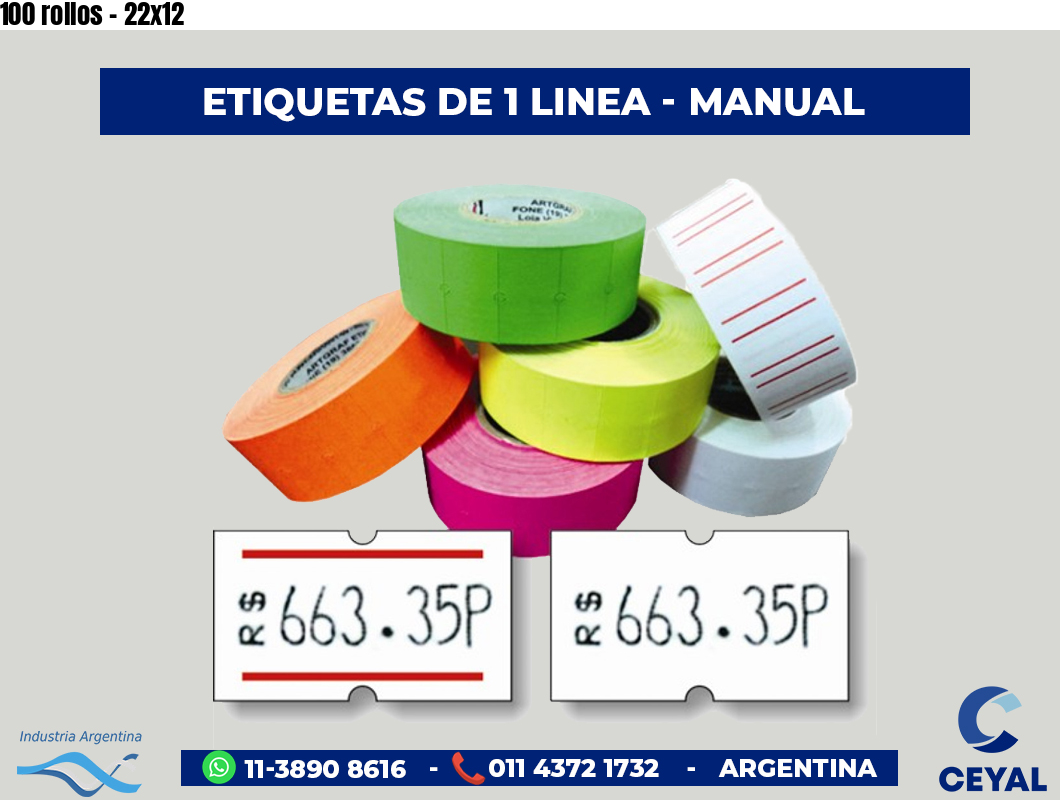 100 rollos - 22x12
