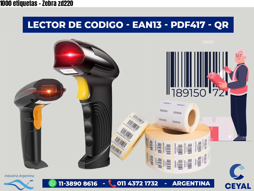 1000 etiquetas - Zebra zd220
