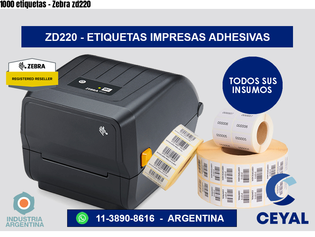 1000 etiquetas – Zebra zd220