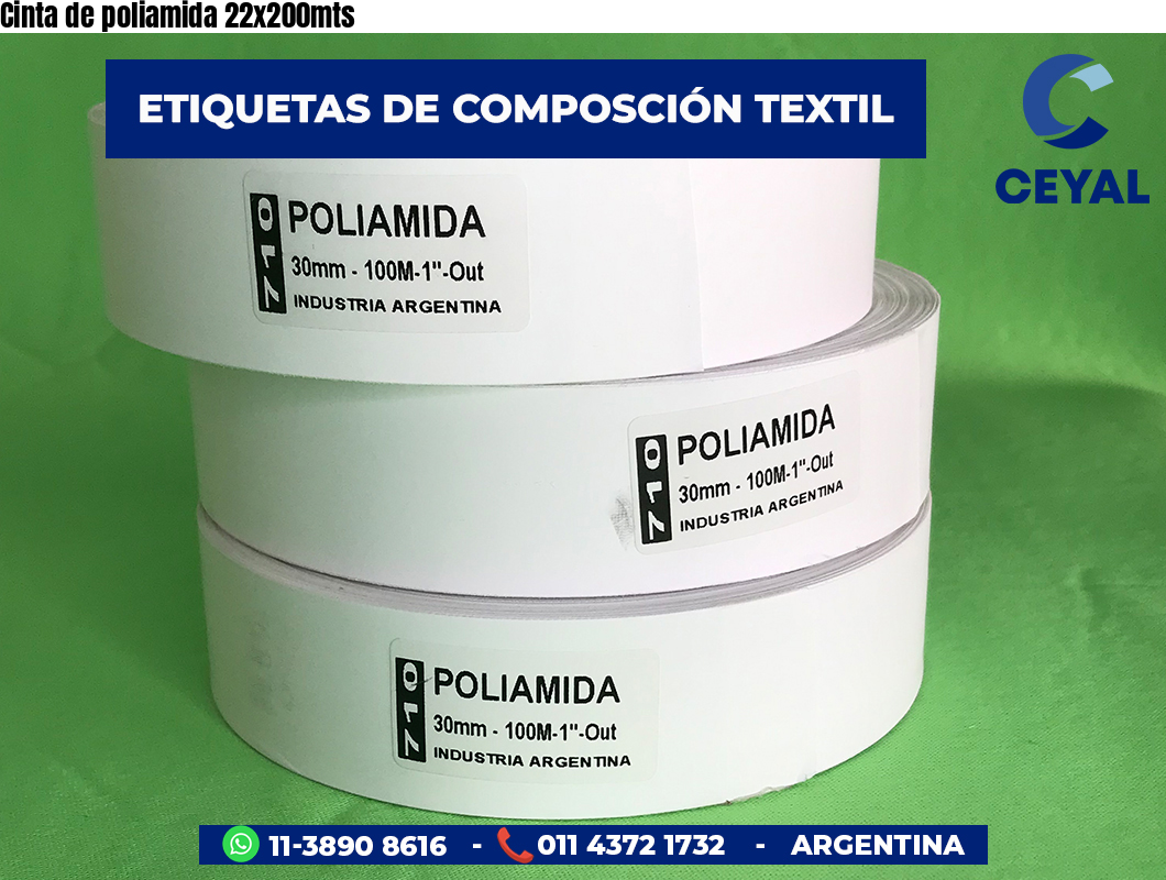 Cinta de poliamida 22x200mts
