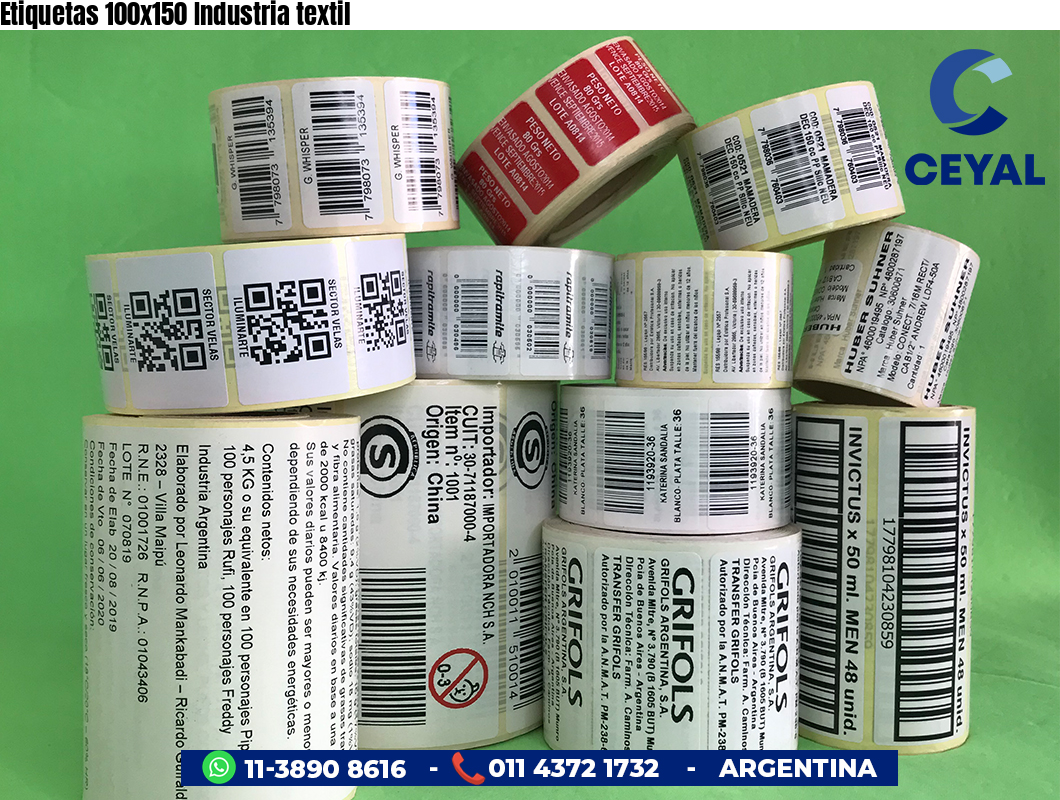 Etiquetas 100x150 Industria textil