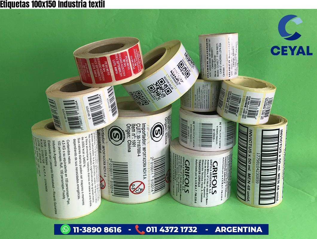 Etiquetas 100x150 Industria textil