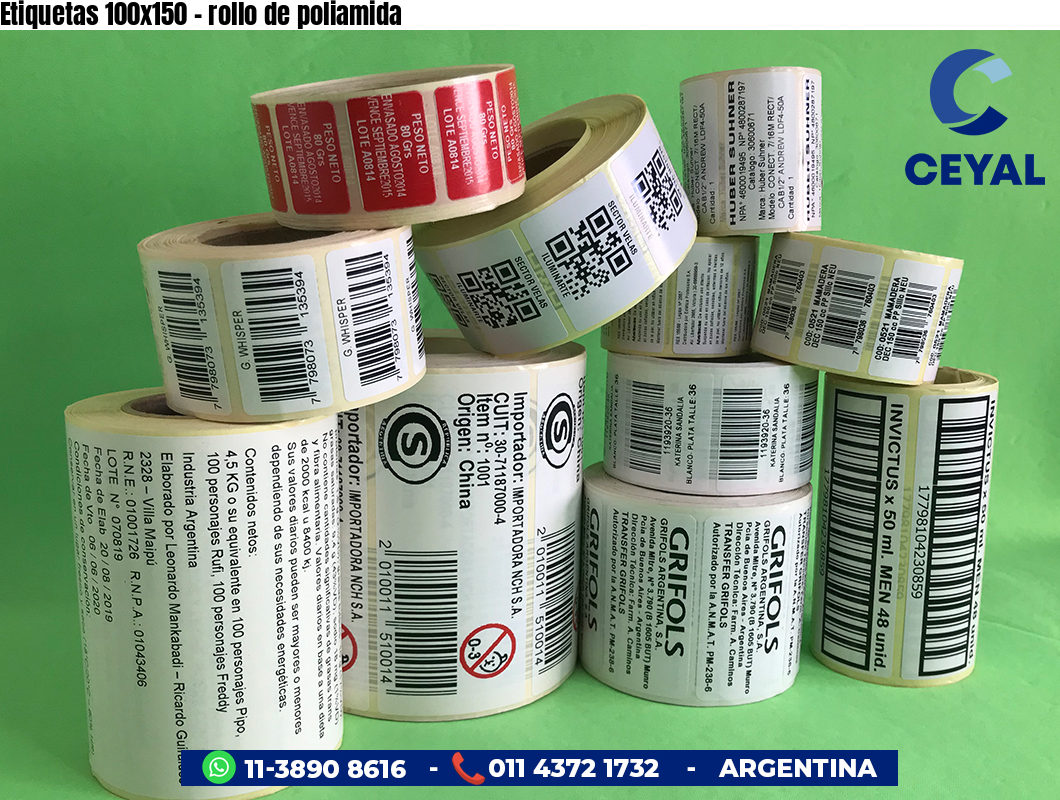 Etiquetas 100x150 - rollo de poliamida