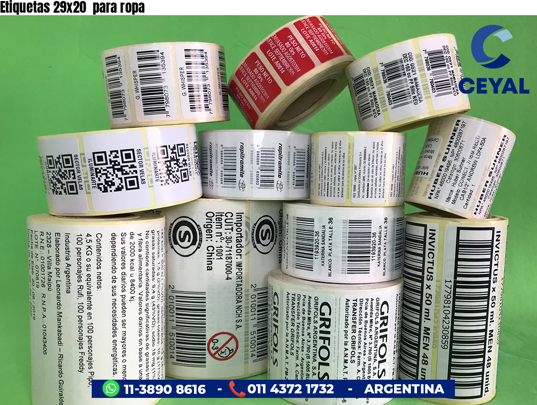 Etiquetas 29x20  para ropa