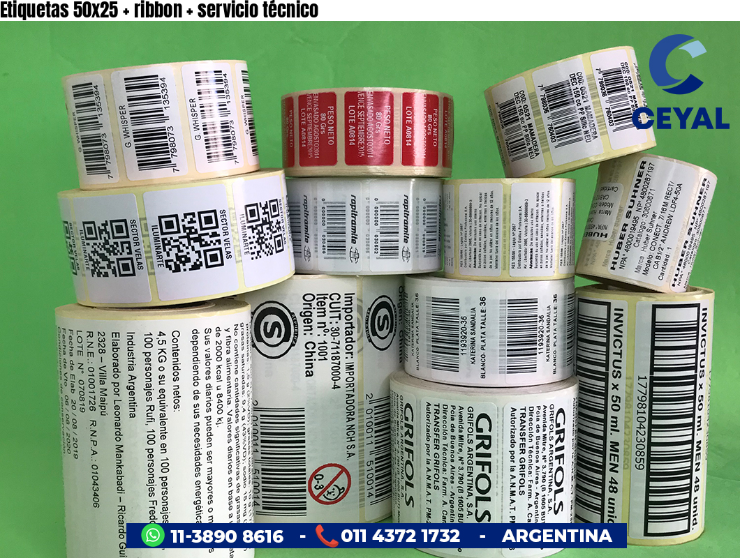 Etiquetas 50x25 ribbon servicio técnico