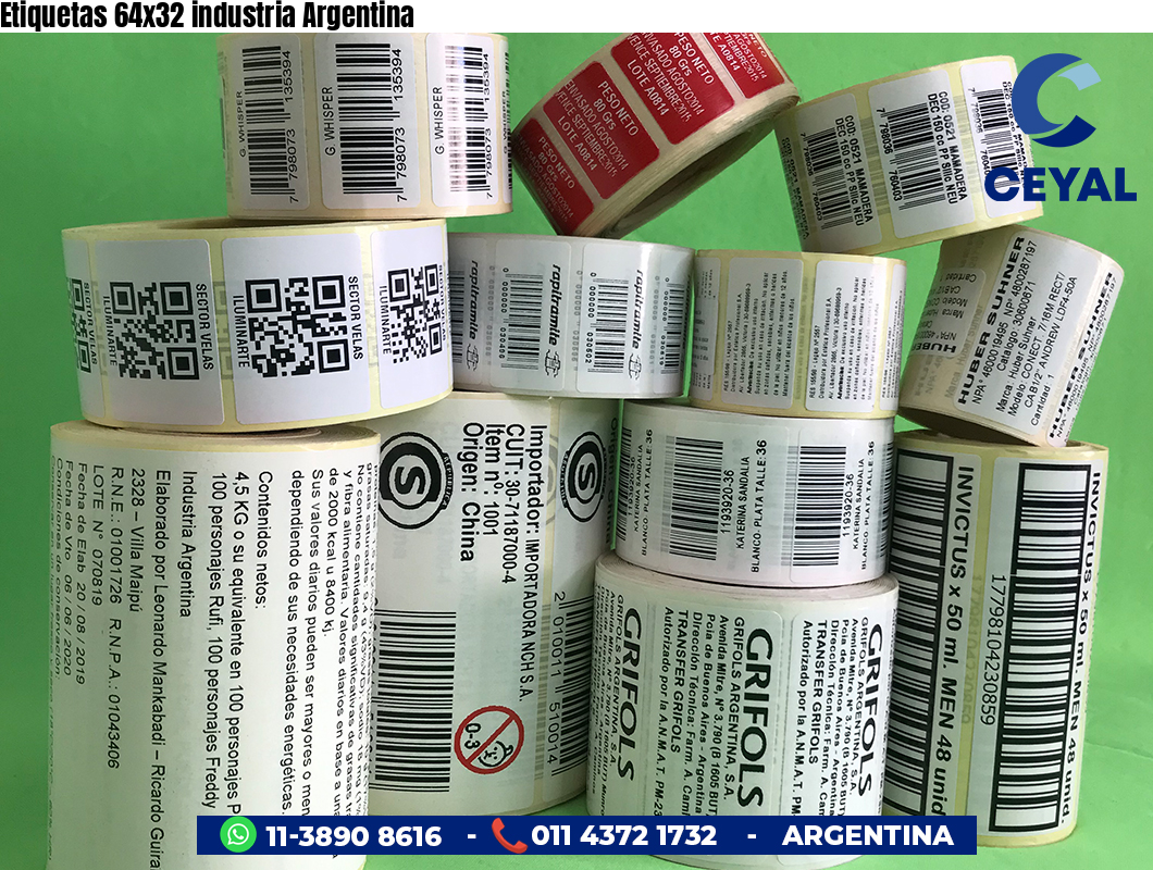 Etiquetas 64x32 industria Argentina