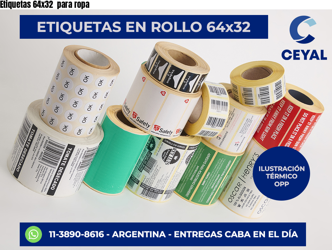 Etiquetas 64×32  para ropa