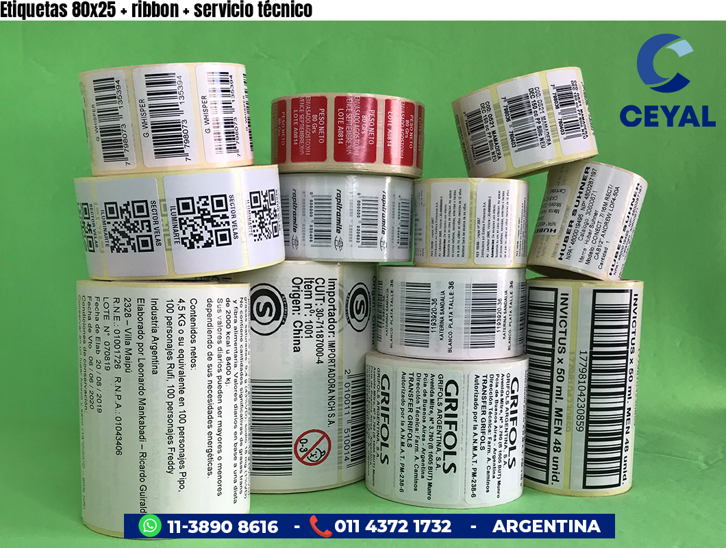 Etiquetas 80x25 ribbon servicio técnico