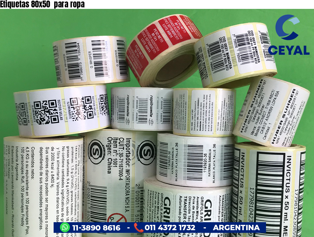 Etiquetas 80x50  para ropa