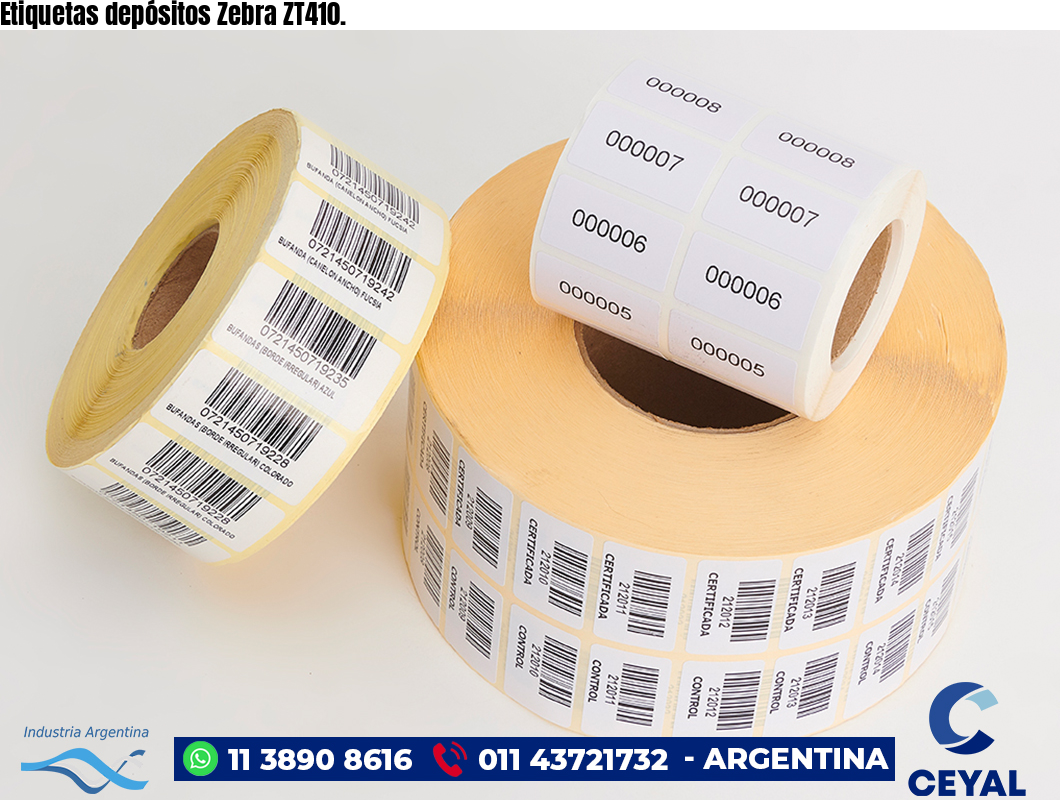 Etiquetas depósitos Zebra ZT410.