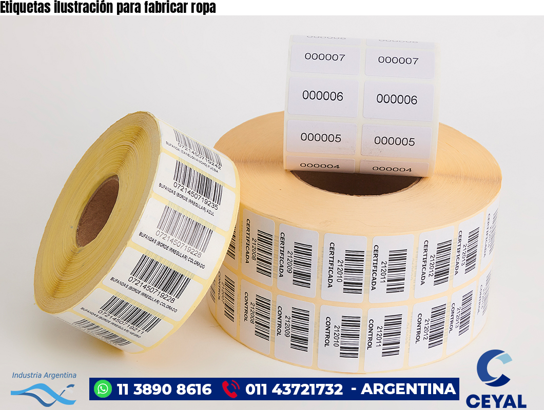 Etiquetas ilustración para fabricar ropa