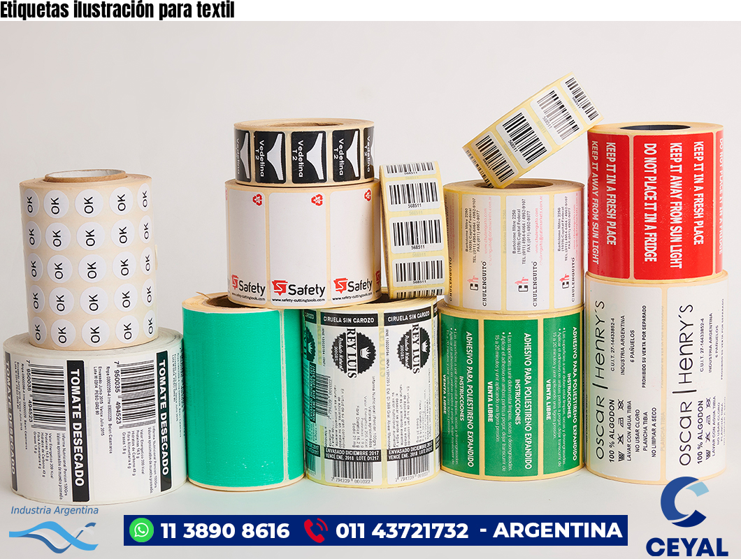 Etiquetas ilustración para textil