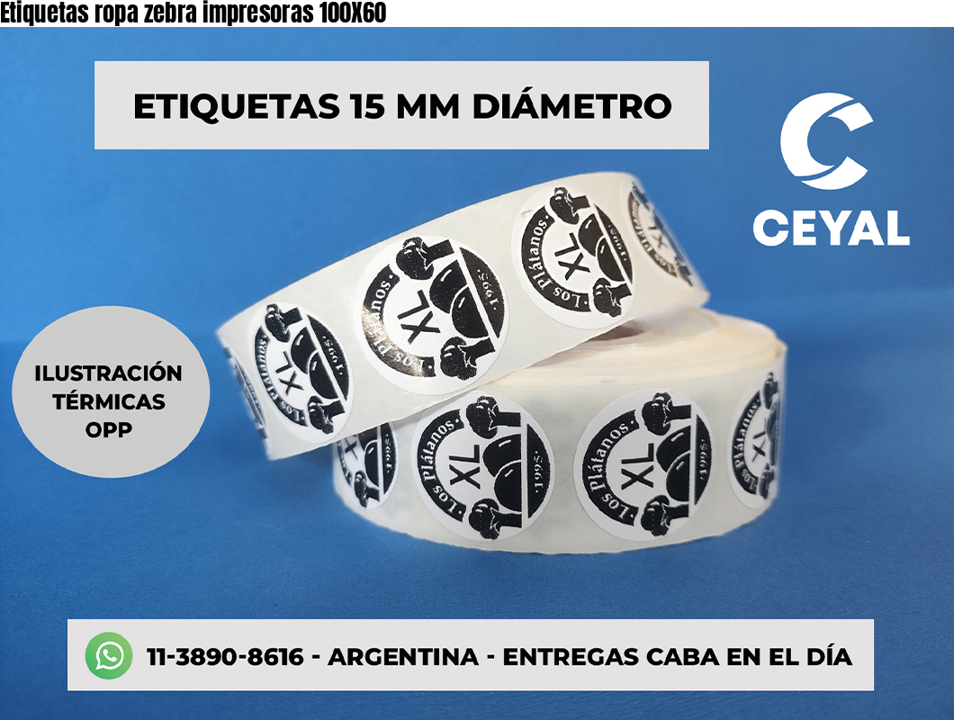 Etiquetas ropa zebra impresoras 100X60