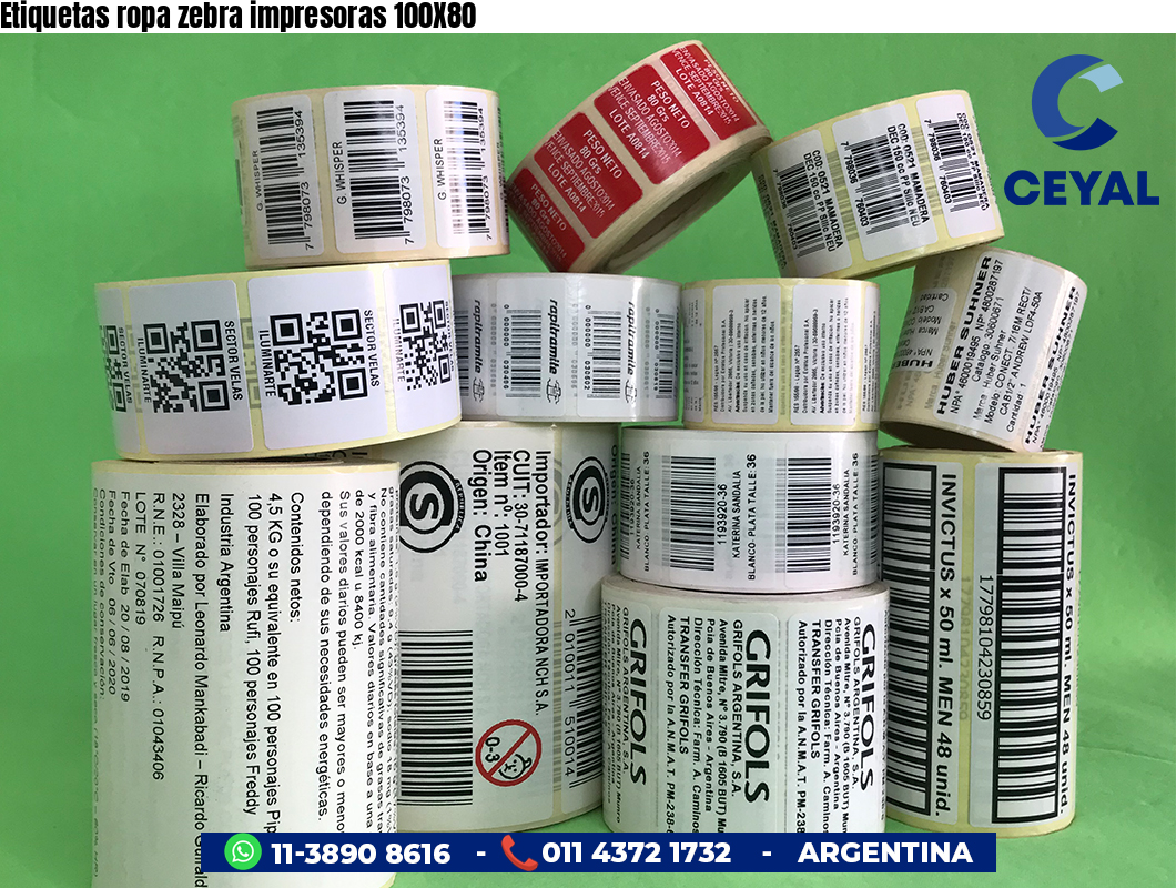 Etiquetas ropa zebra impresoras 100X80