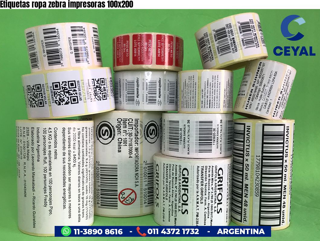 Etiquetas ropa zebra impresoras 100x200