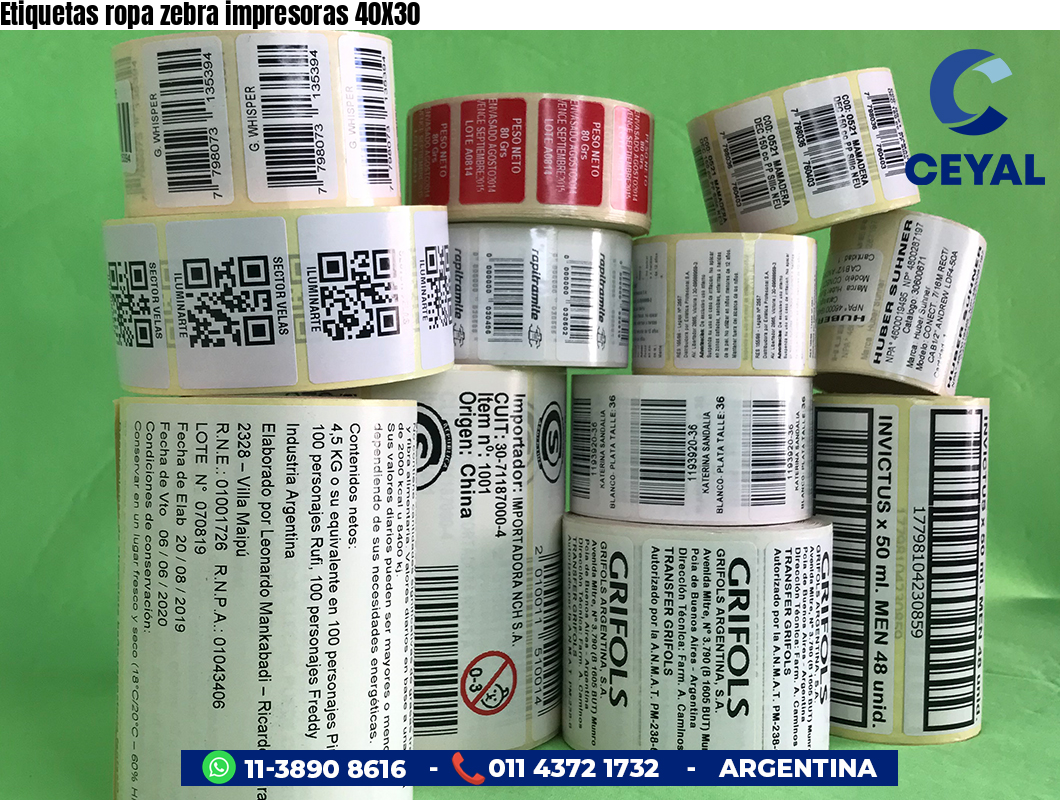 Etiquetas ropa zebra impresoras 40X30