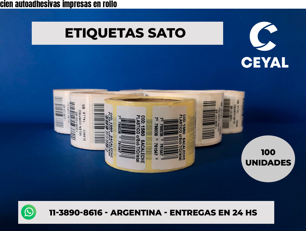 cien autoadhesivas impresas en rollo