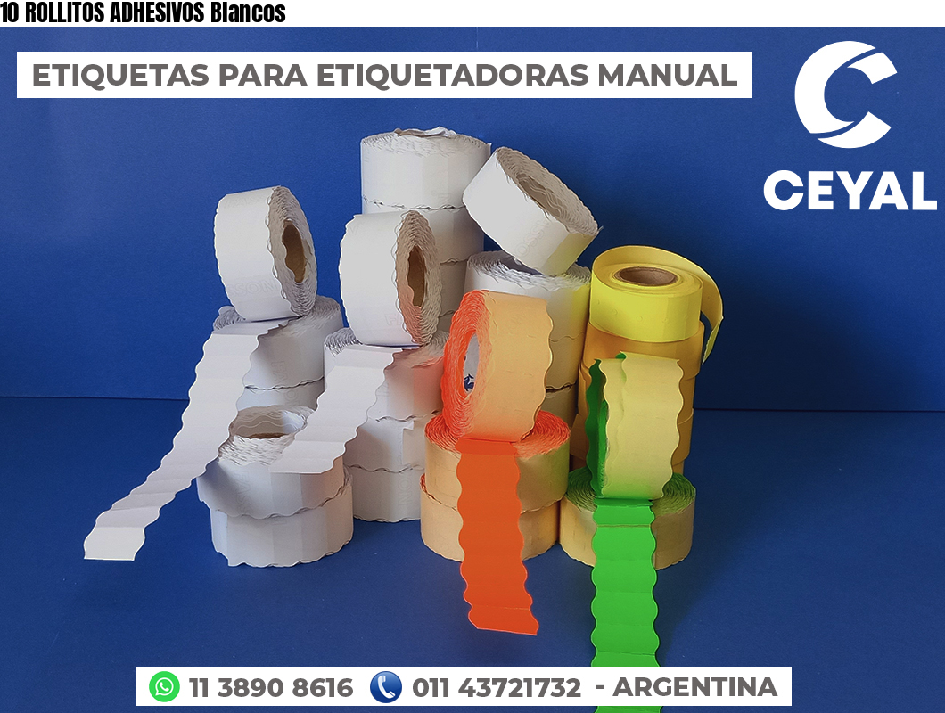 10 ROLLITOS ADHESIVOS Blancos