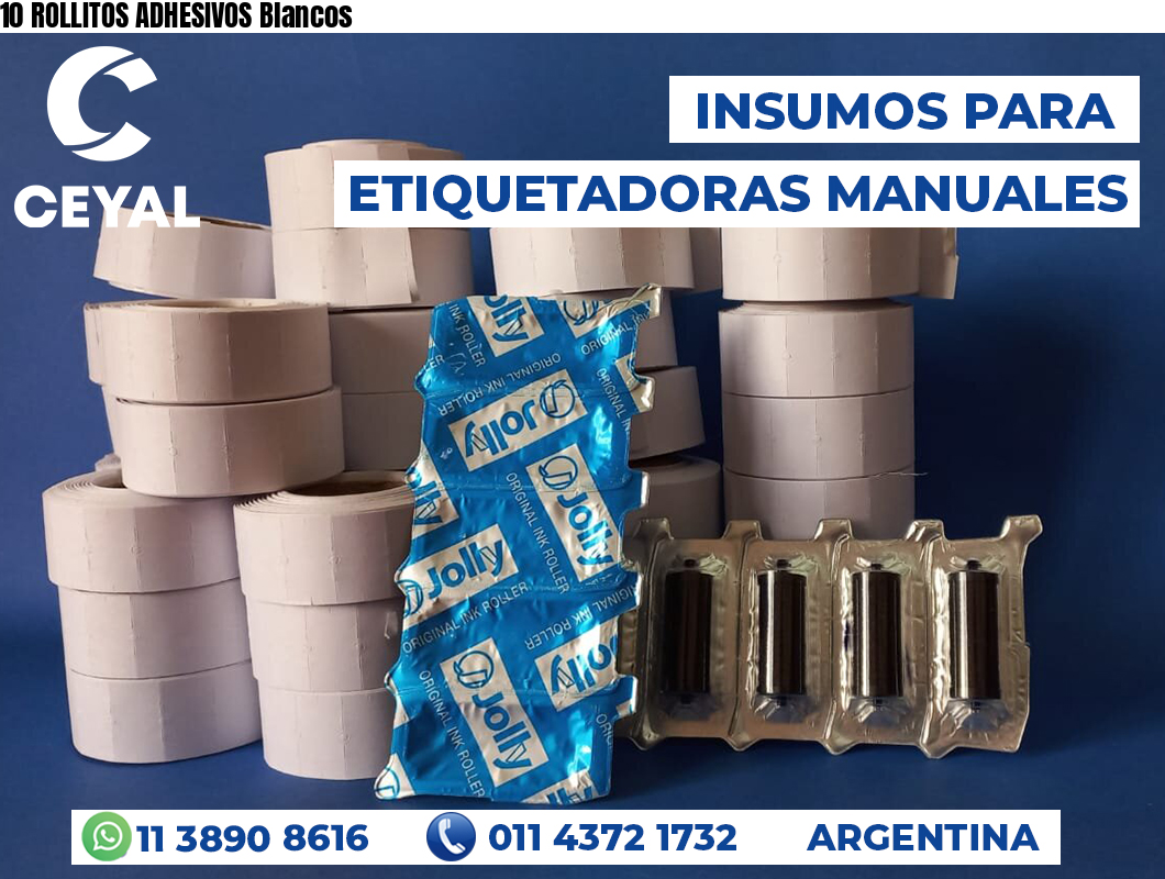 10 ROLLITOS ADHESIVOS Blancos