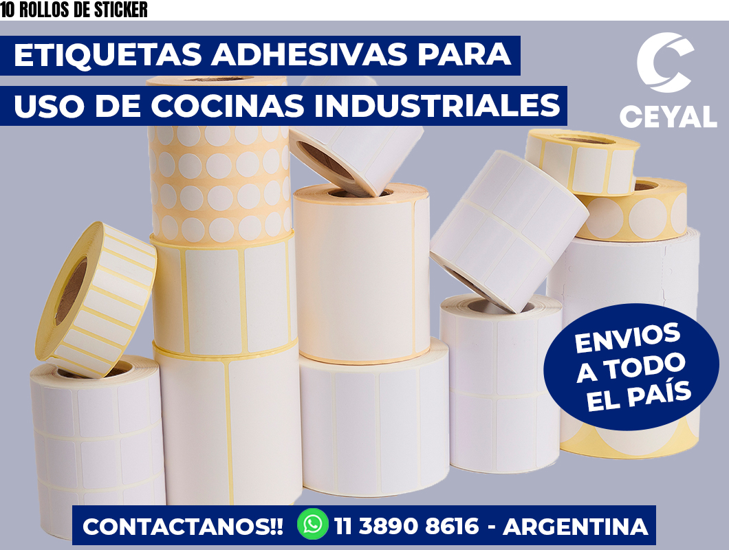 10 ROLLOS DE STICKER