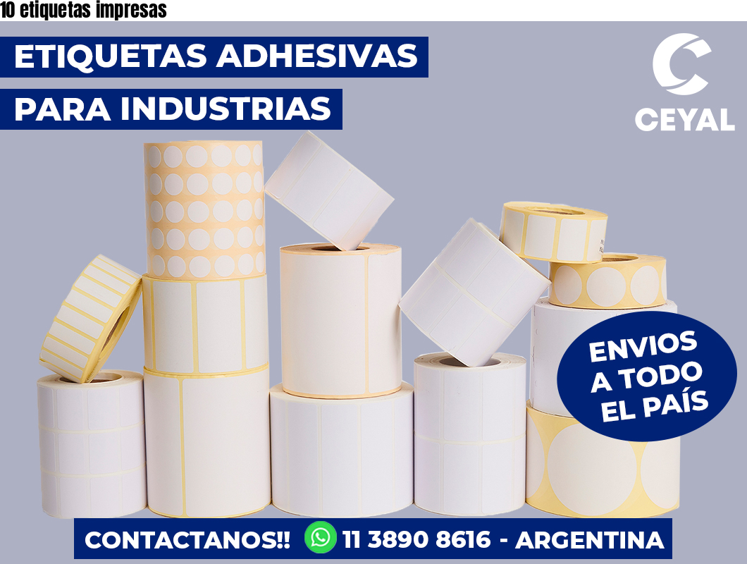 10 etiquetas impresas