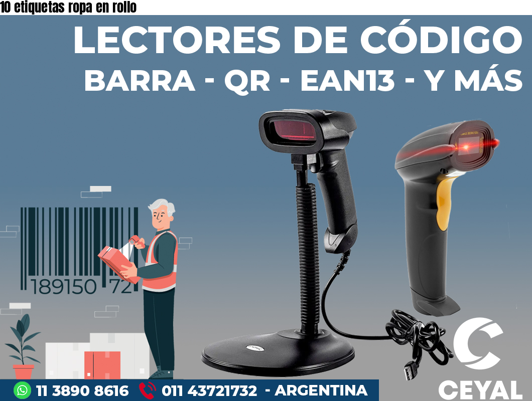 10 etiquetas ropa en rollo
