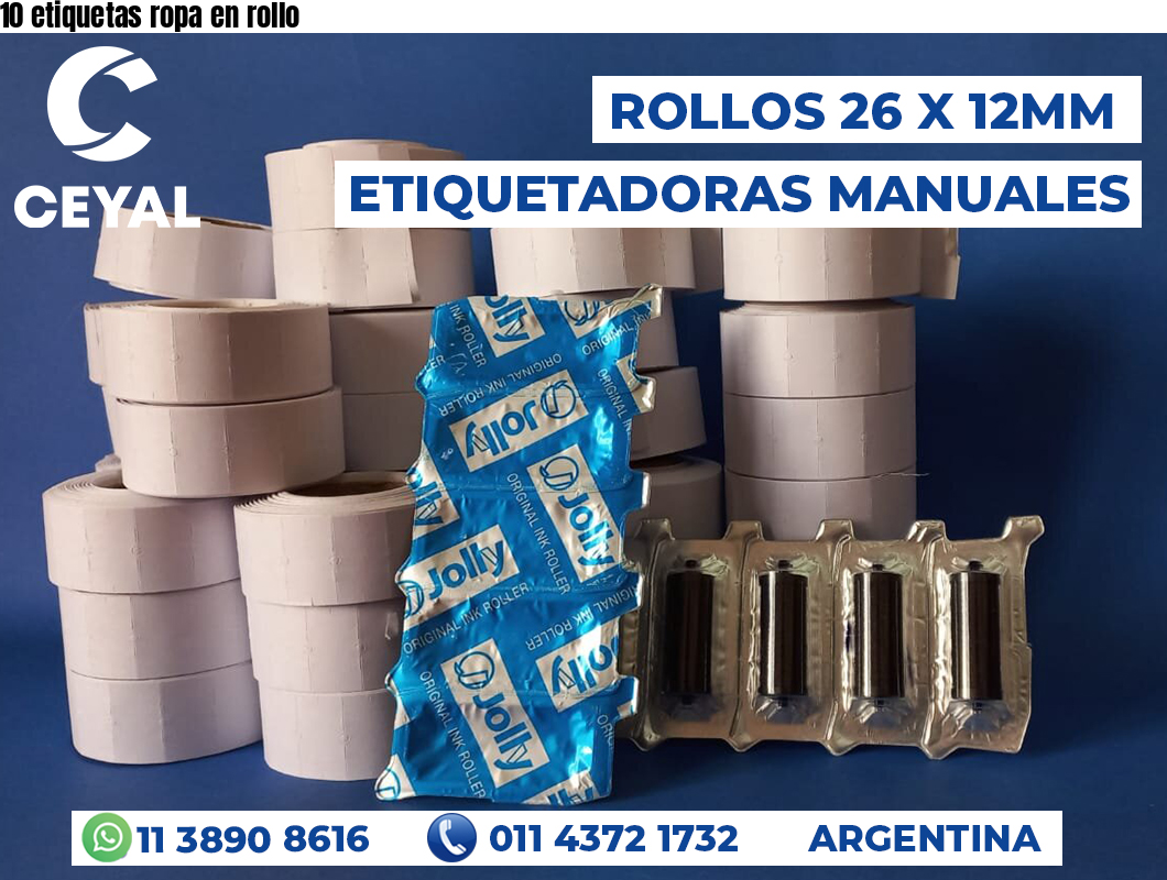 10 etiquetas ropa en rollo