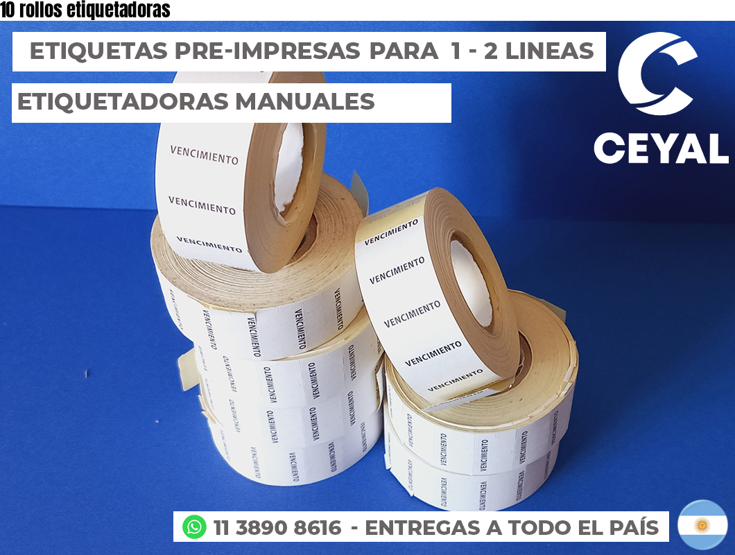 10 rollos etiquetadoras