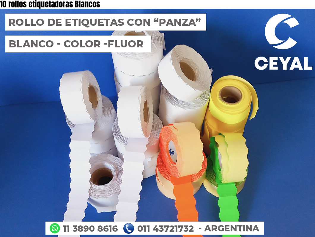 10 rollos etiquetadoras Blancos