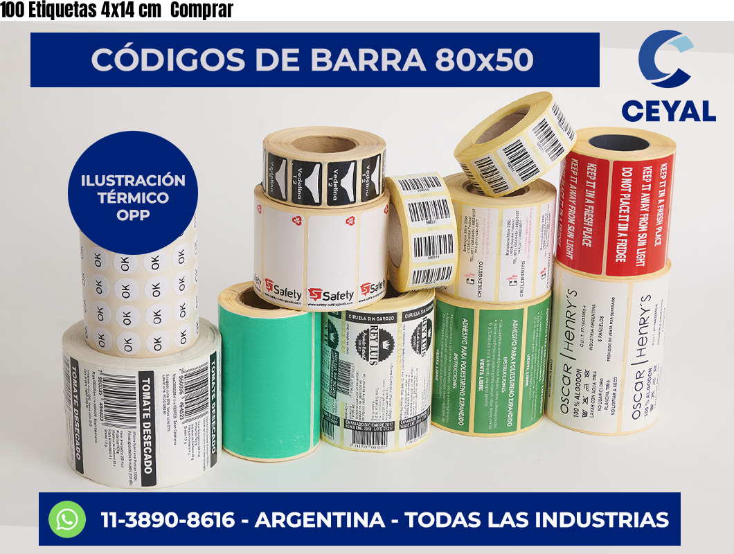 100 Etiquetas 4×14 cm  Comprar