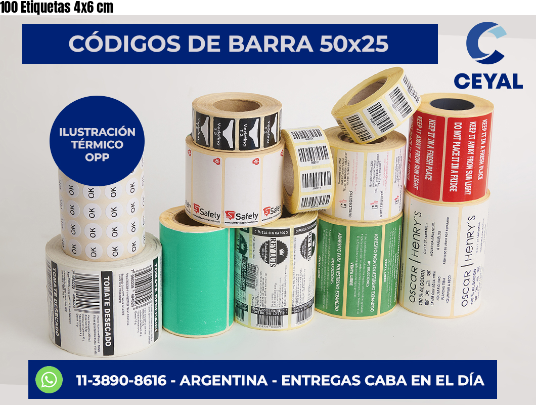 100 Etiquetas 4×6 cm