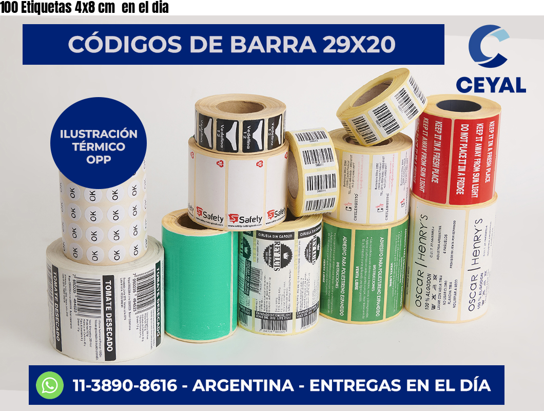 100 Etiquetas 4×8 cm  en el dia