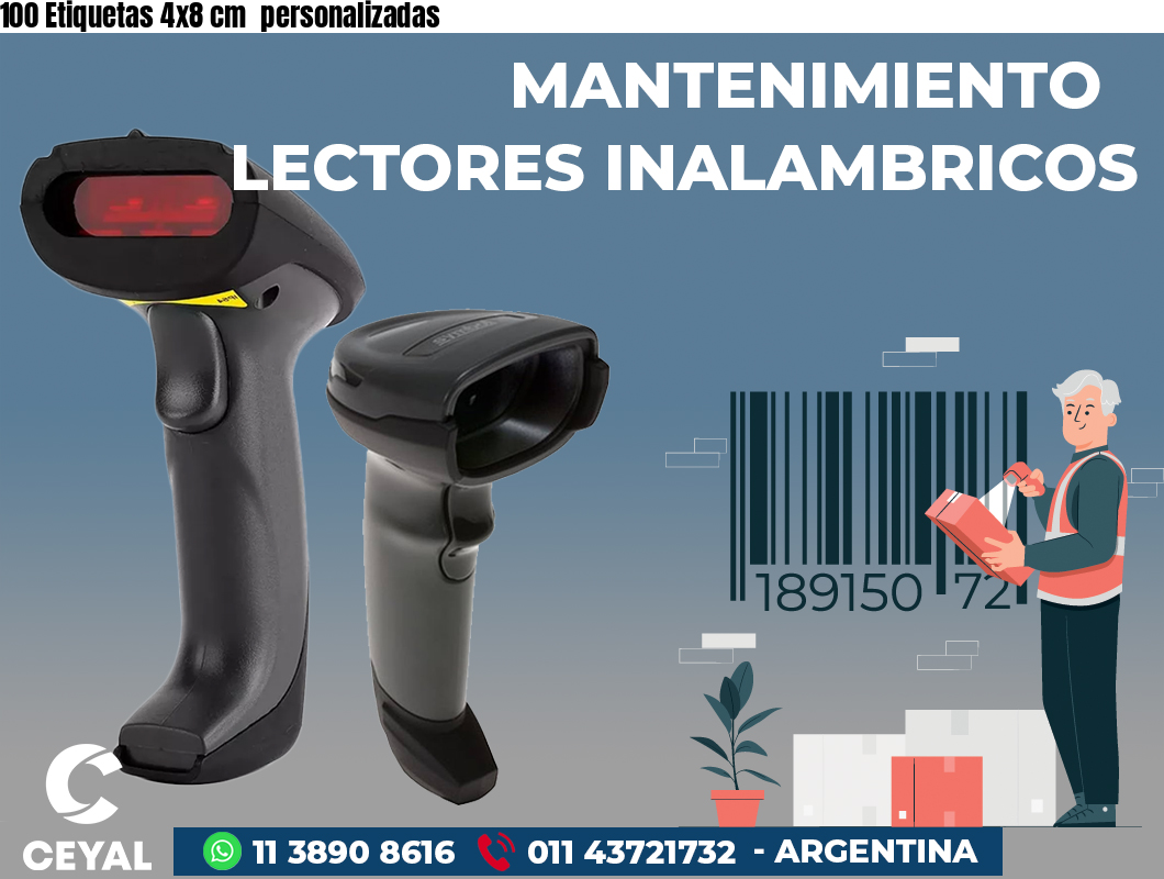 100 Etiquetas 4x8 cm  personalizadas