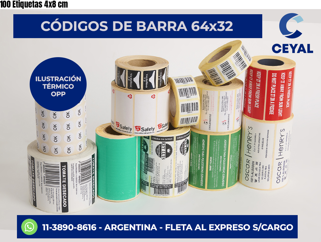 100 Etiquetas 4×8 cm
