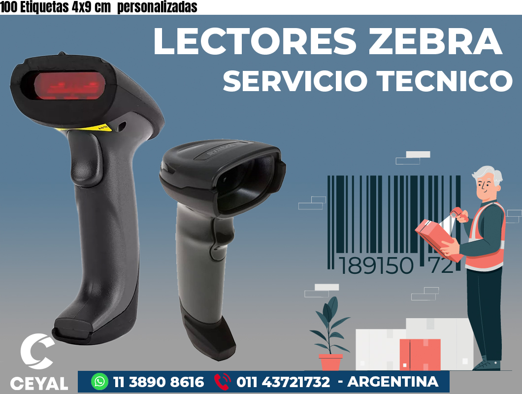 100 Etiquetas 4x9 cm personalizadas