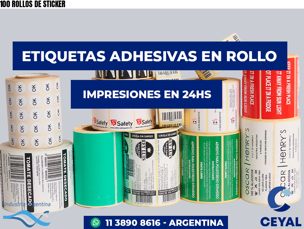 100 ROLLOS DE STICKER