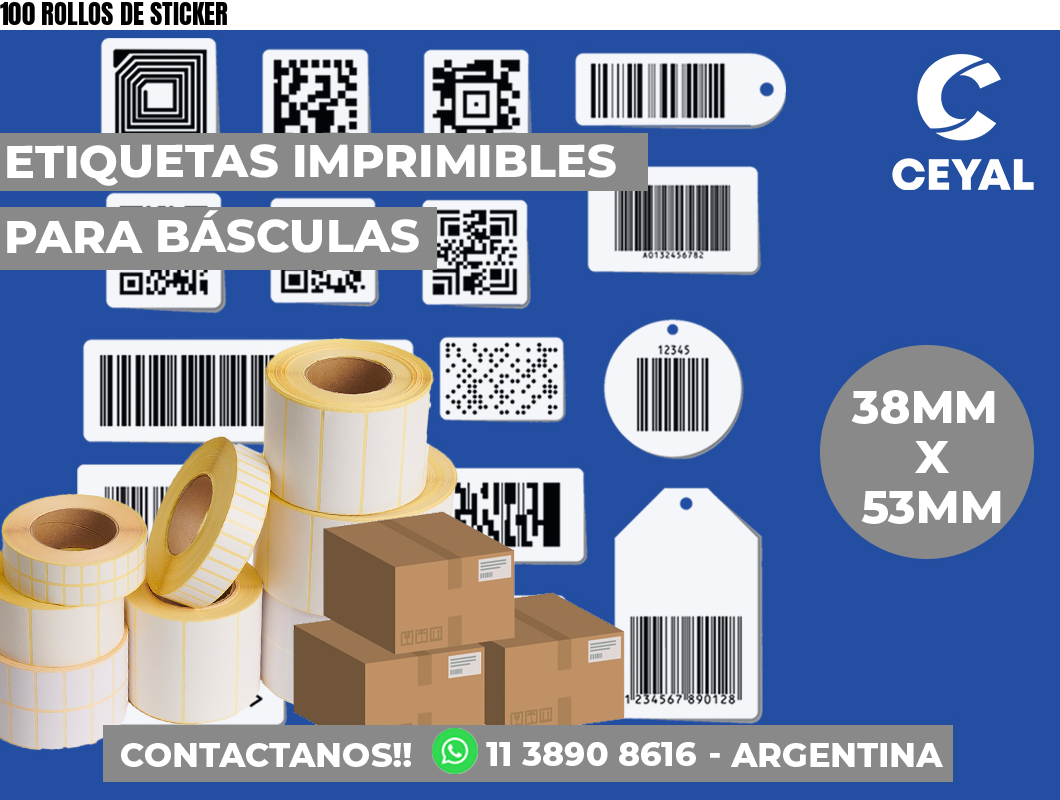 100 ROLLOS DE STICKER