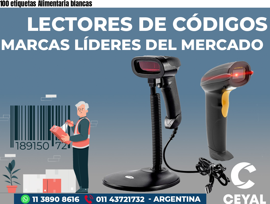 100 etiquetas Alimentaria blancas