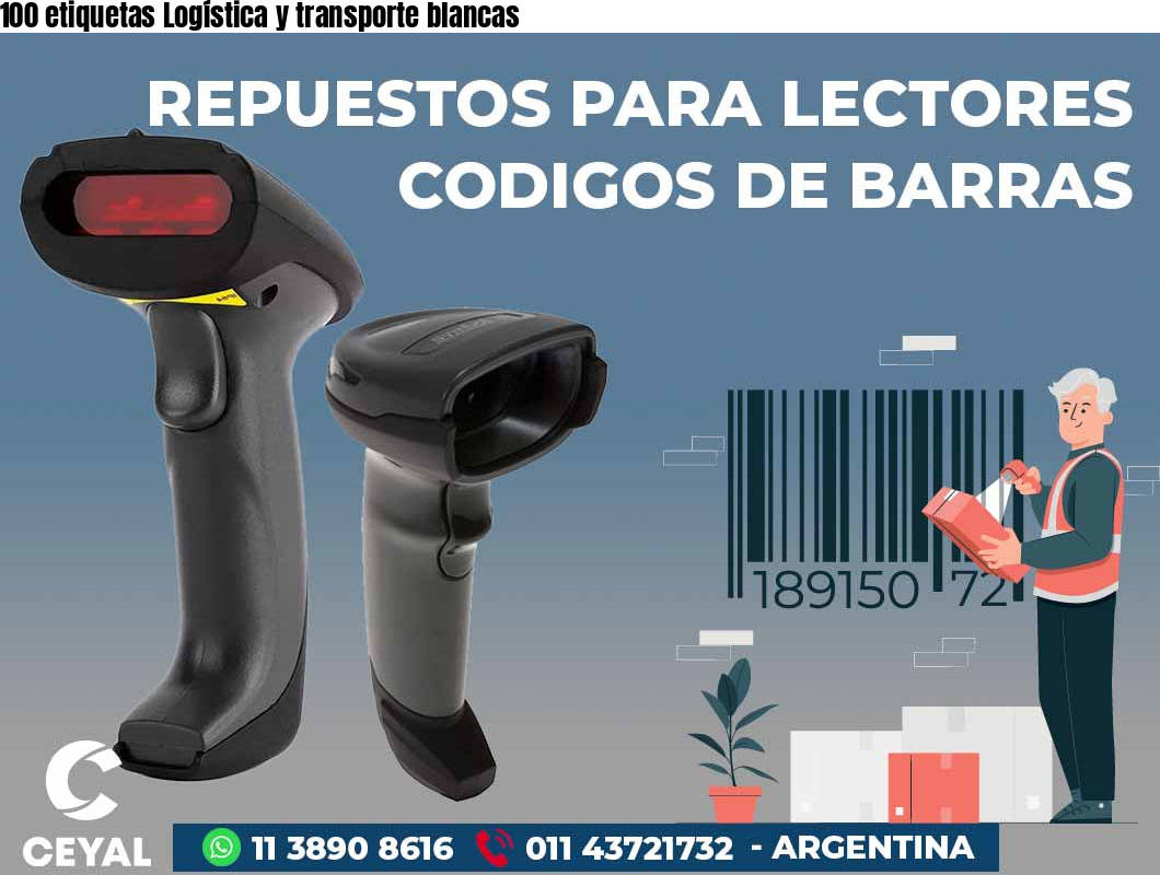100 etiquetas Logística y transporte blancas