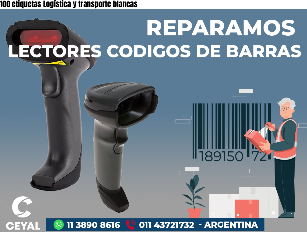 100 etiquetas Logística y transporte blancas