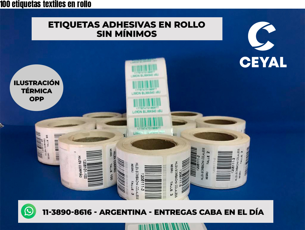 100 etiquetas textiles en rollo