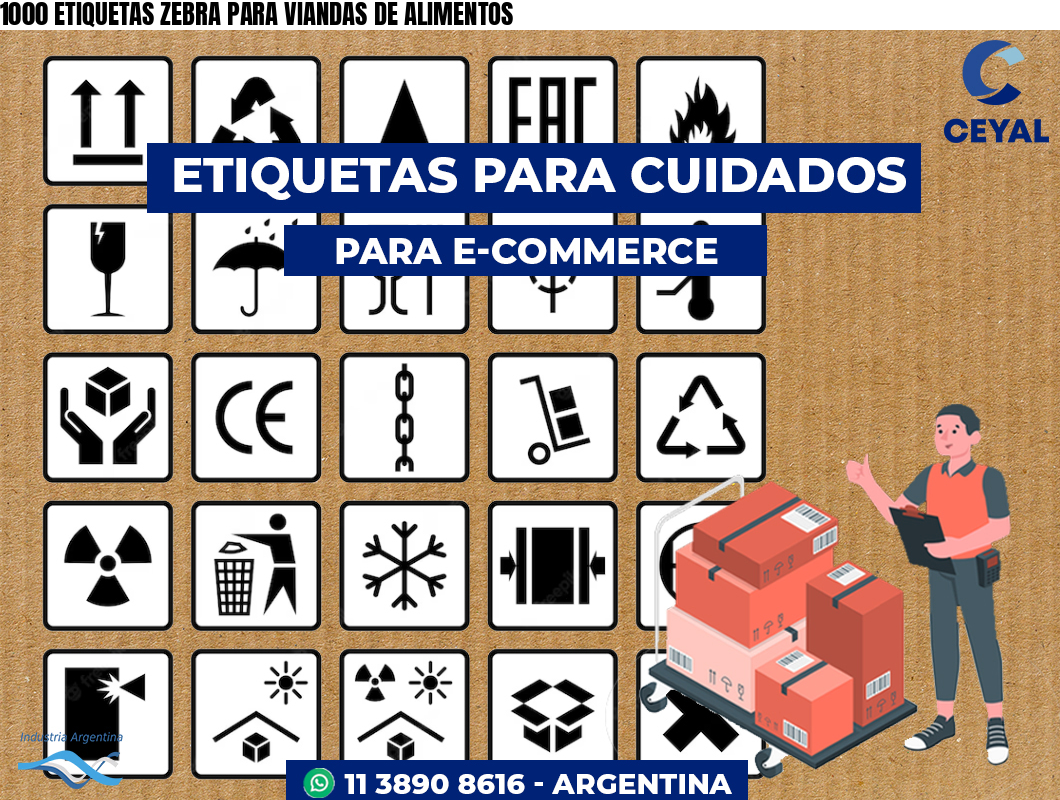 1000 ETIQUETAS ZEBRA PARA VIANDAS DE ALIMENTOS