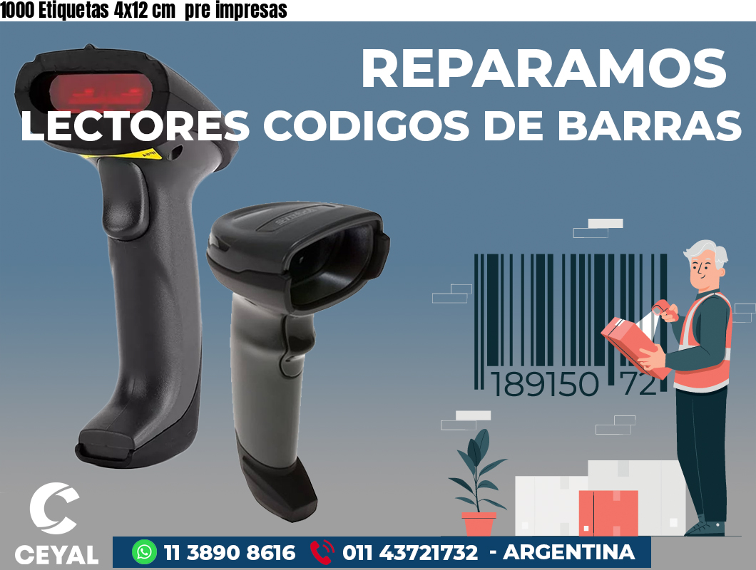1000 Etiquetas 4x12 cm  pre impresas