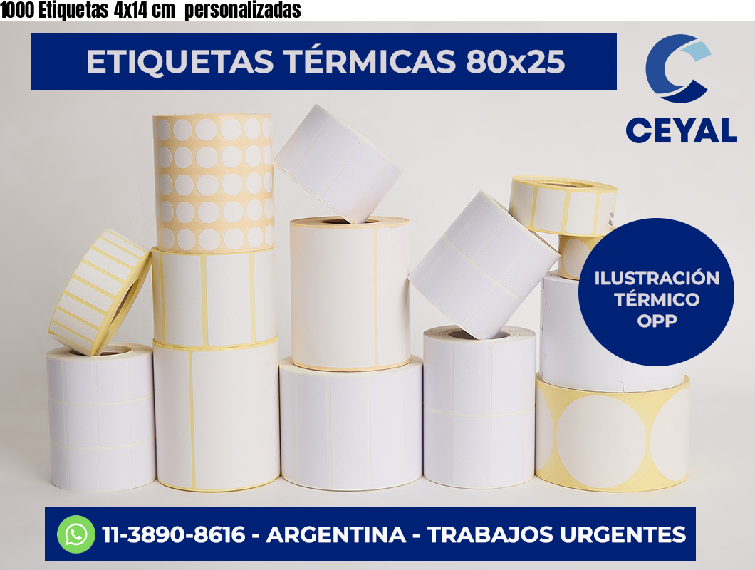 1000 Etiquetas 4×14 cm  personalizadas