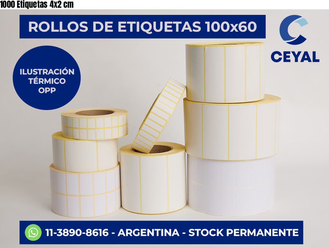 1000 Etiquetas 4×2 cm