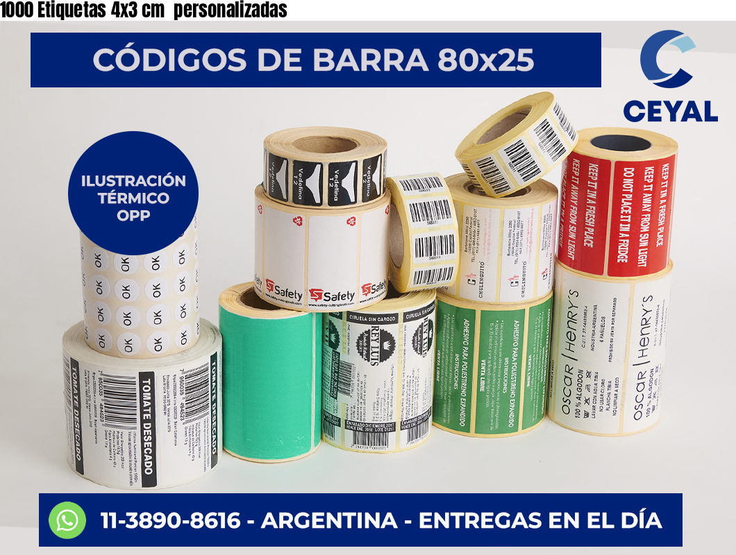 1000 Etiquetas 4×3 cm  personalizadas