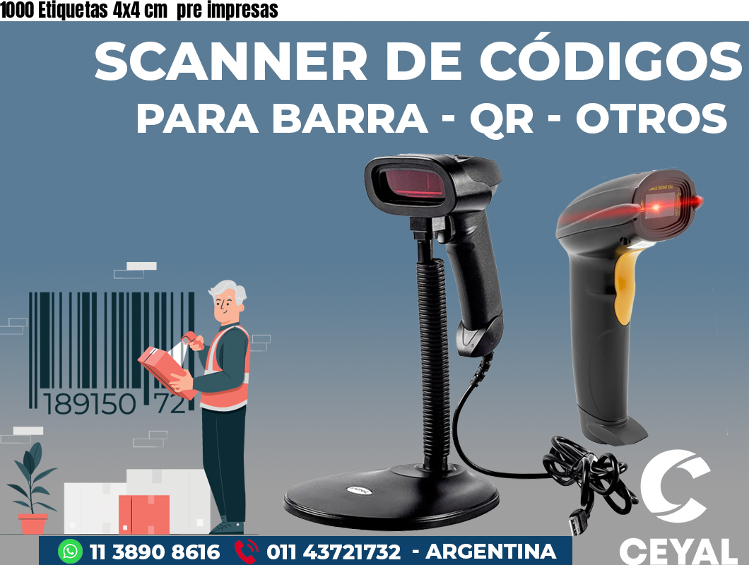 1000 Etiquetas 4x4 cm  pre impresas