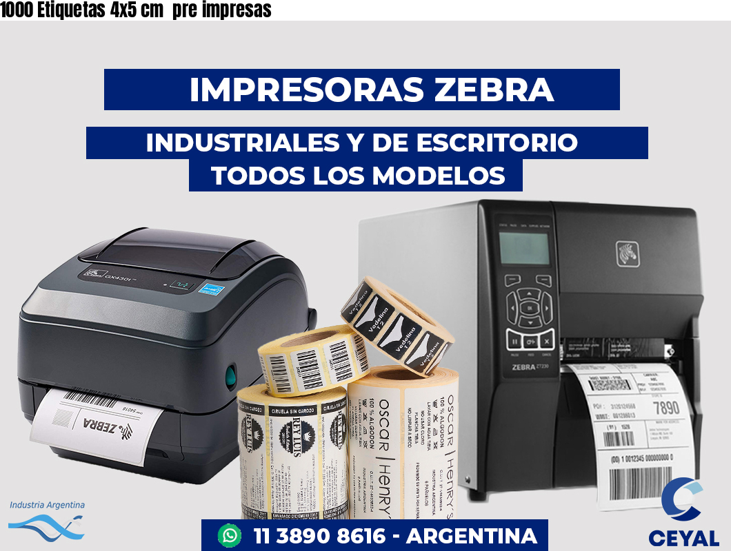 1000 Etiquetas 4x5 cm  pre impresas